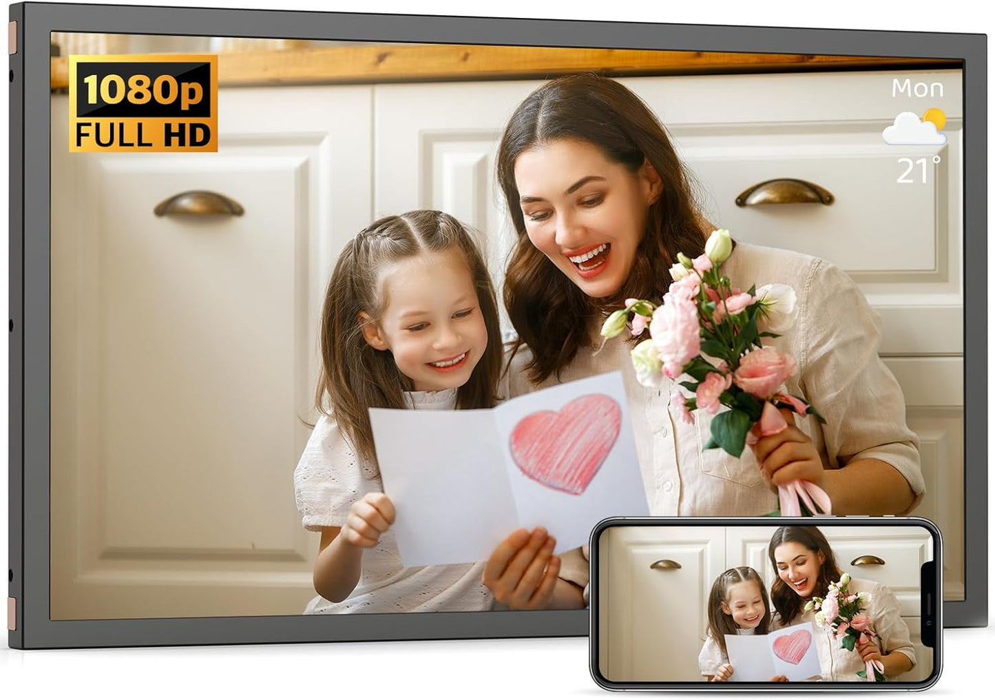 Large WiFi Digital Picture Frame 21.5in with 32GB Storage