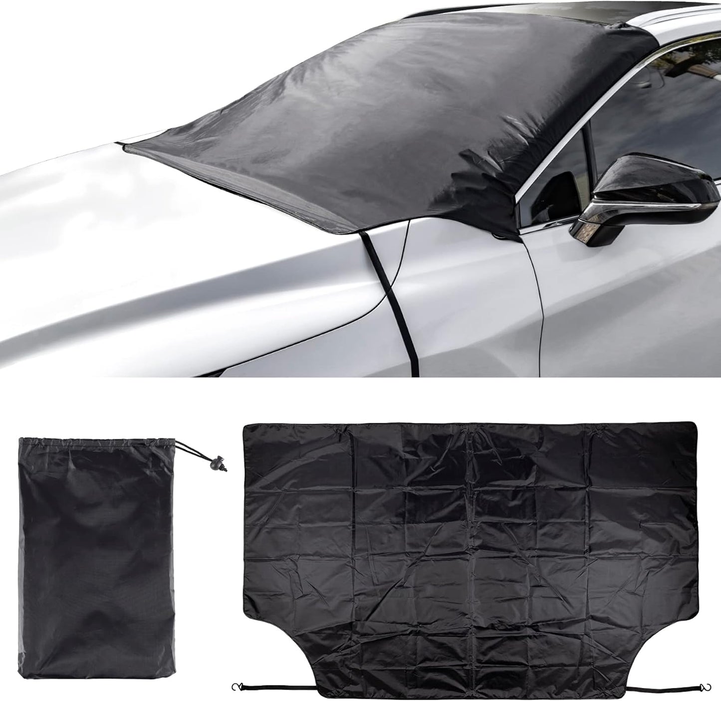 UYYE Magnetic Windshield Snow Cover | Reflective Silver Cloth | Easy Installation