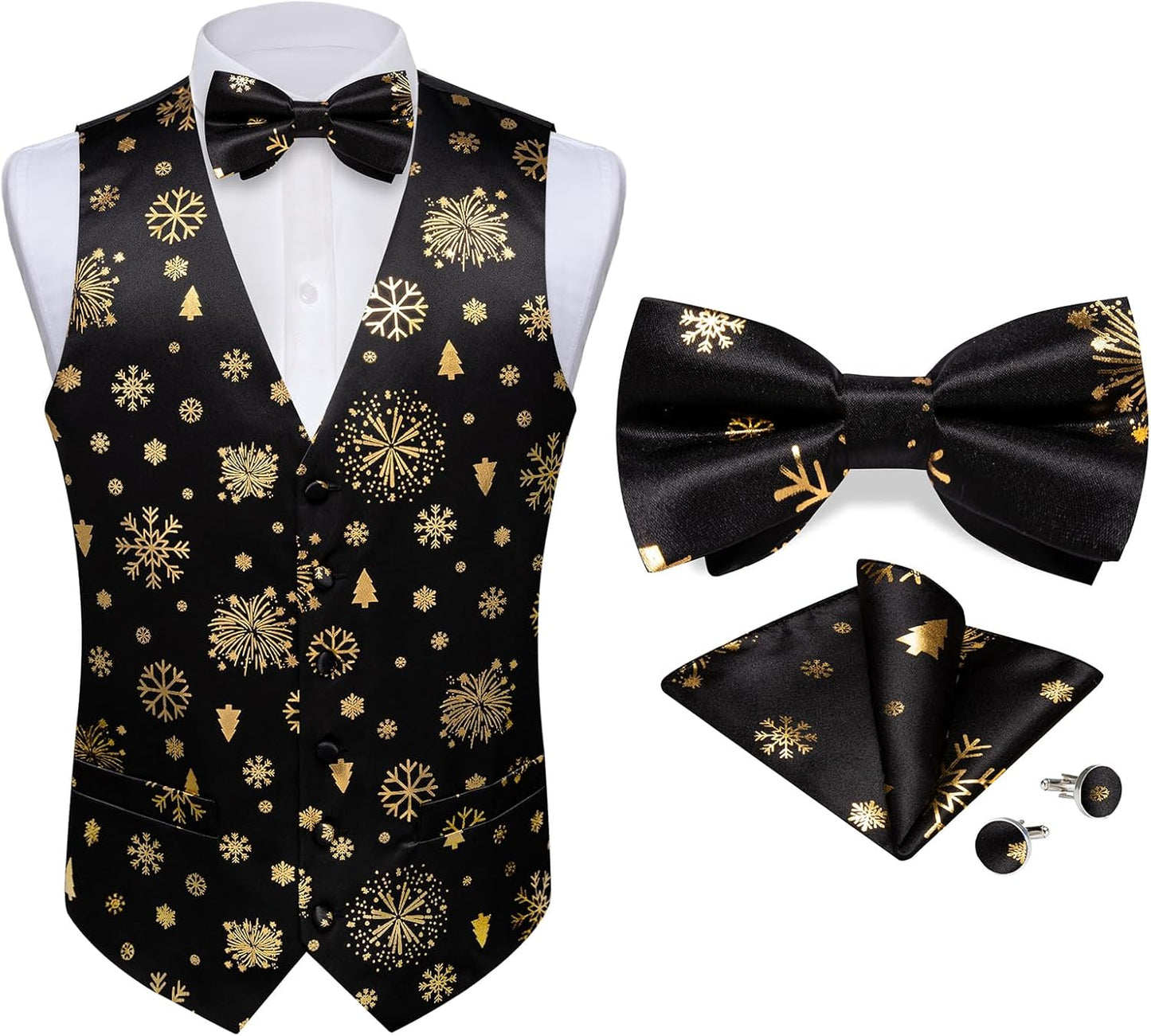 DiBanGu Mens Christmas Suit Vest Set for Stylish Holiday Parties