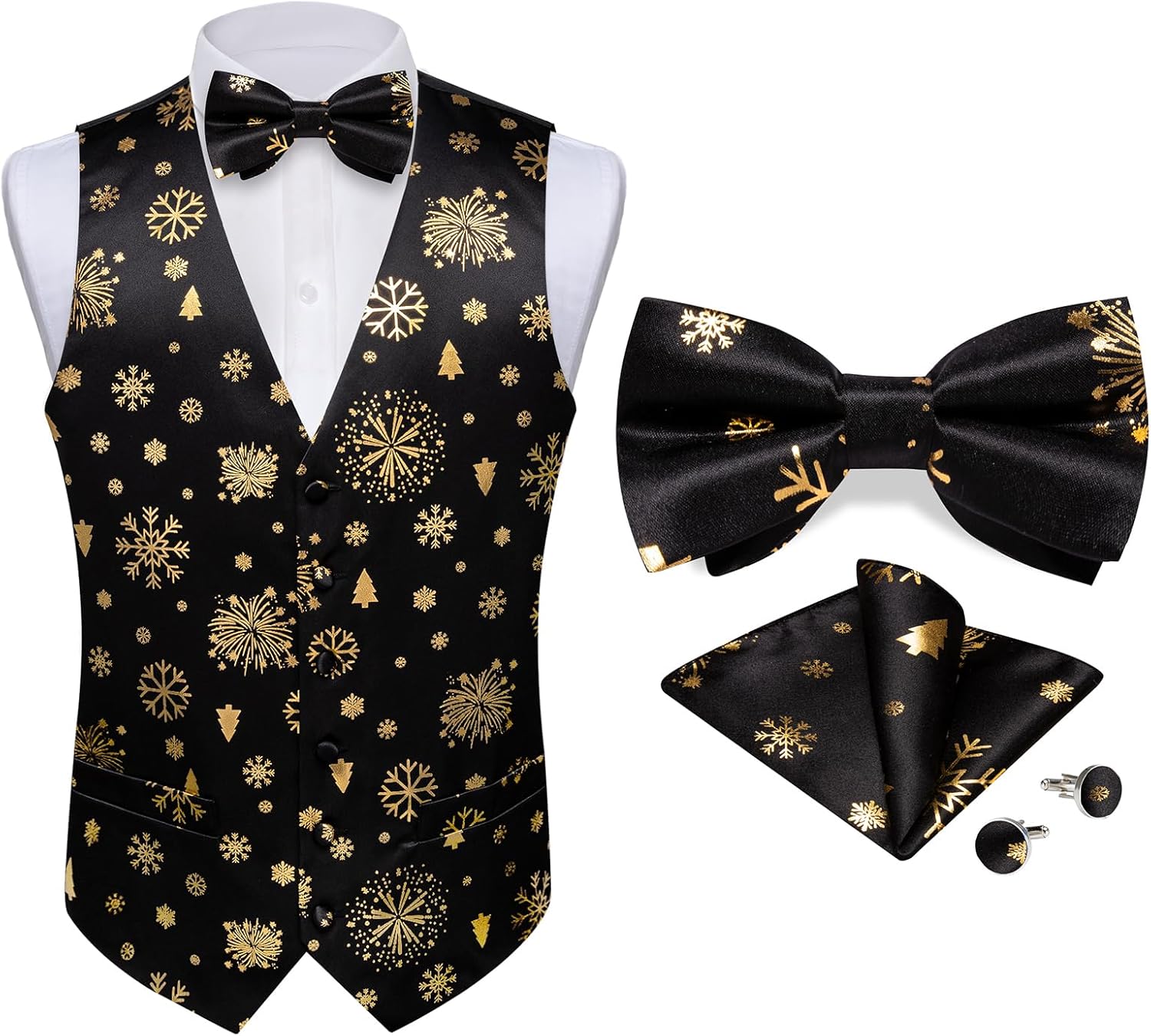 DiBanGu Mens Christmas Suit Vest Set for Stylish Holiday Parties