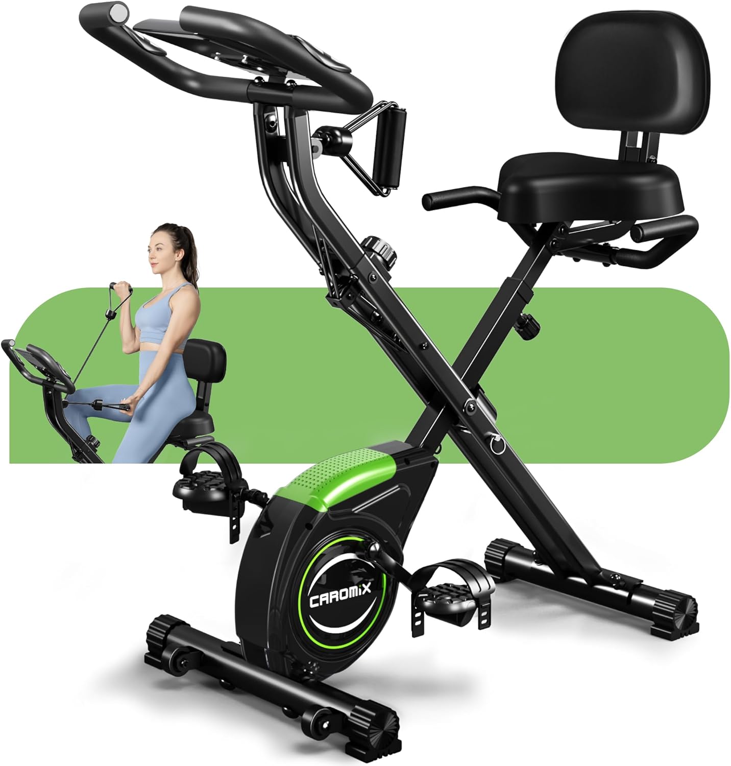 Caromix Folding Exercise Bike for Home Workout with 330LB Capacity