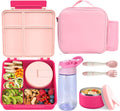 Kids Bento Lunch Box with 8oz Soup Thermo - Leakproof 4-Compartment