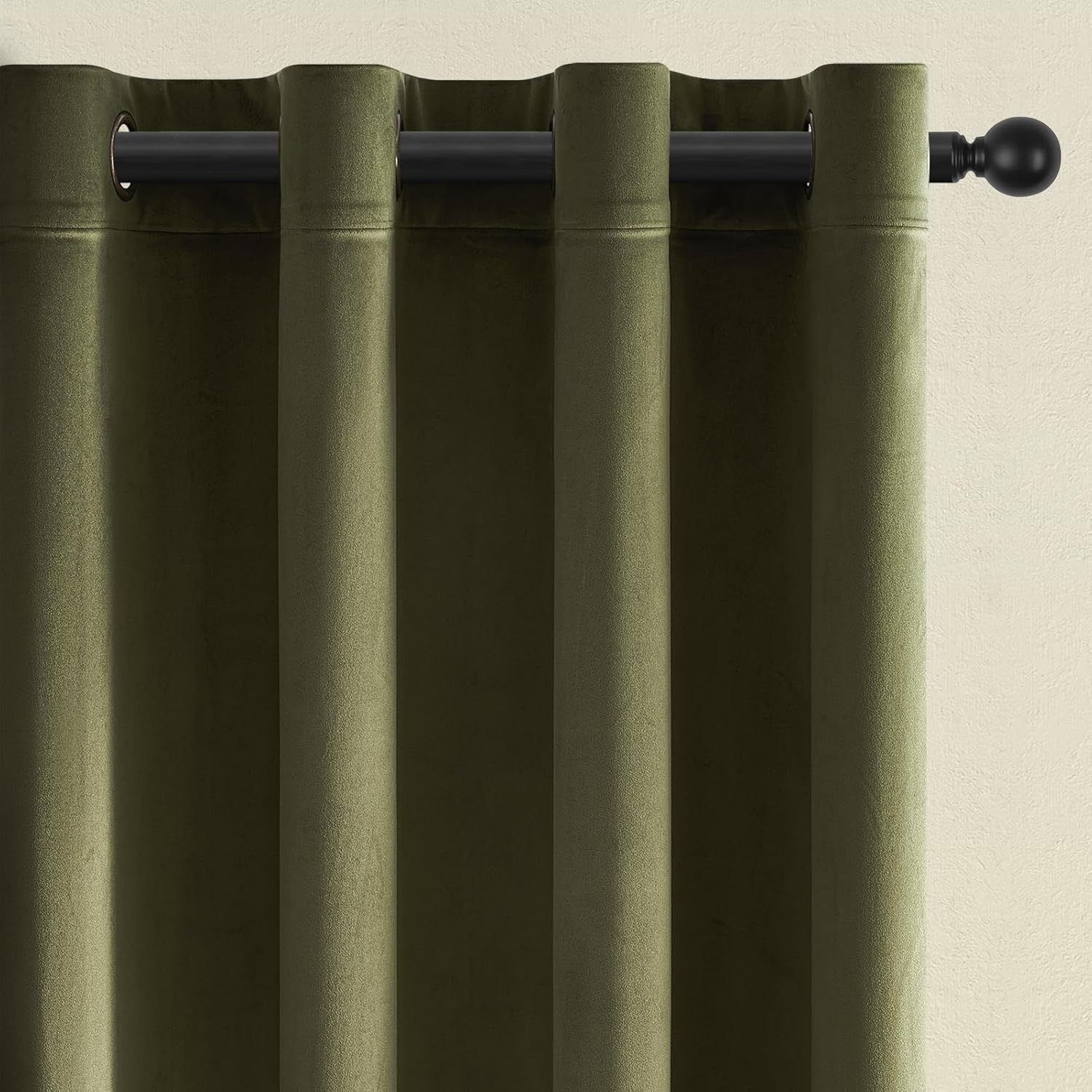 120 Olive Green Velvet Curtains - Room Darkening & Insulating