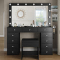 Vanity Desk & Power Outl Makeup Table with Mirror and 12 LED Lights