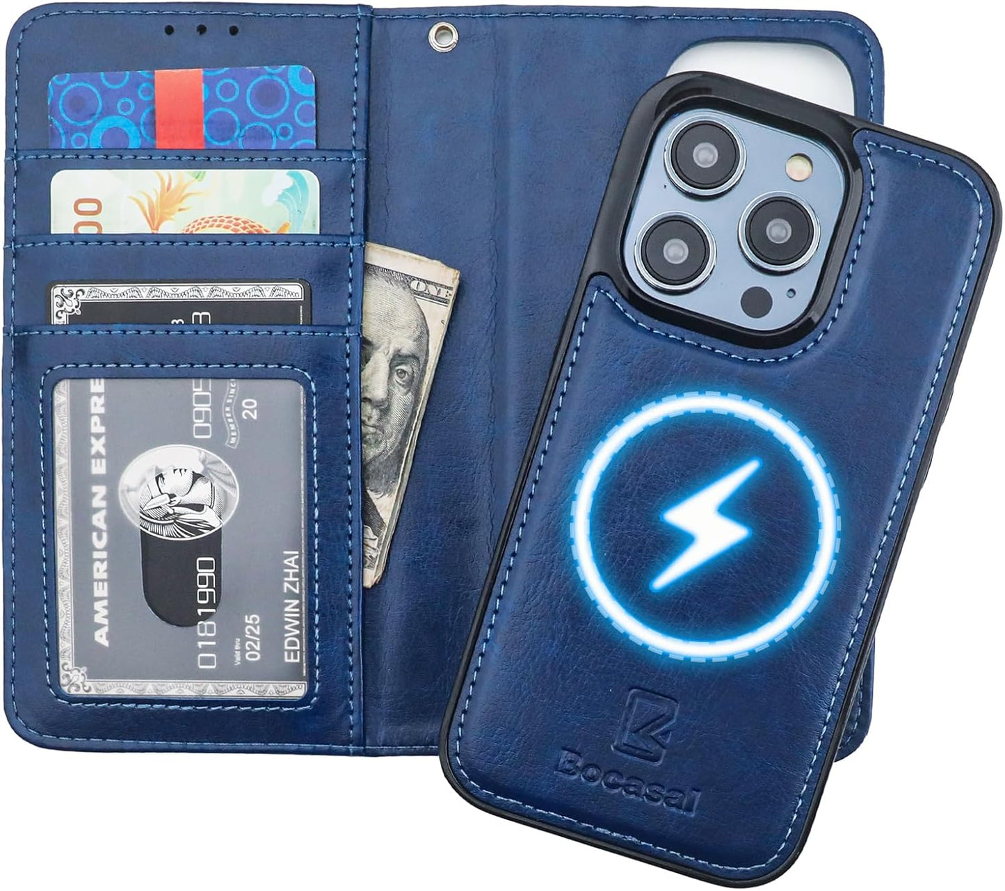 Bocasal iPhone 14 Pro Wallet Case with MagSafe and RFID Blocking