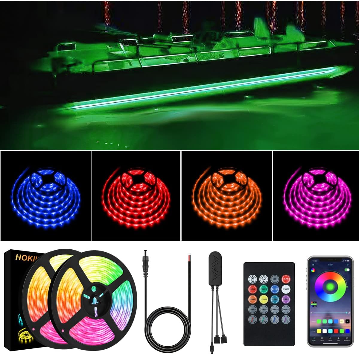 Bluetooth Multi-Color Marine Led Strip Boat Lights Kit for Fun