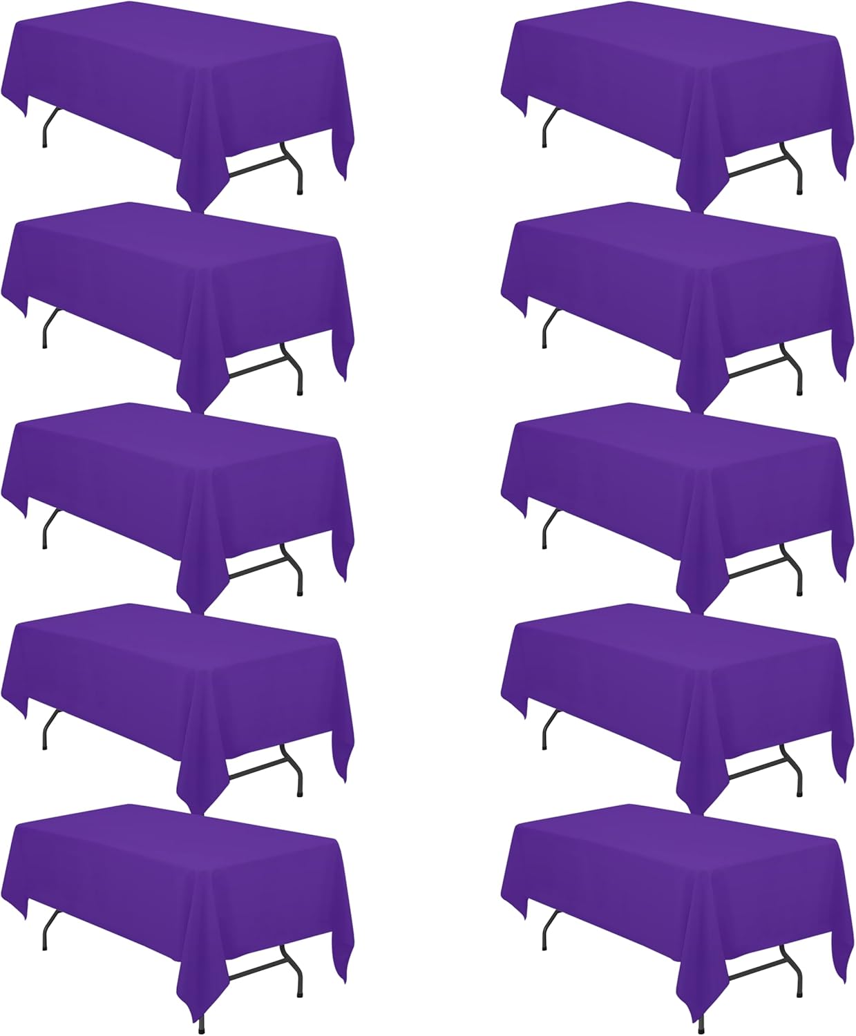 10 Pack Purple Tablecloths for 6 Foot Rectangle Tables - Elegant