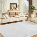 Floralux Bedroom Rug 9x12 Large White Shag Rug - Soft Plush Comfort