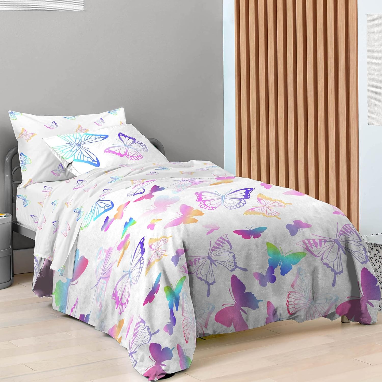 Saturday Park Ombre Butterflies Twin Bed Set - 5 Piece Organic Cotton
