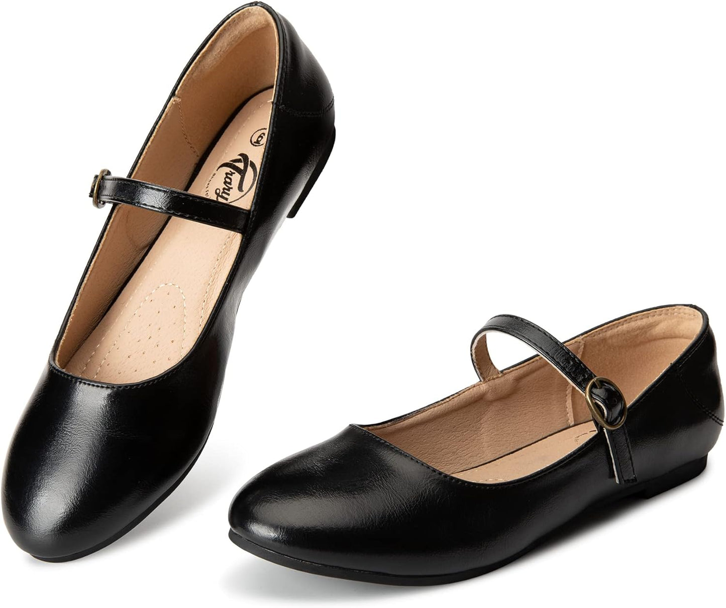 Trary Mary Jane Ballet Flats: Comfortable Black Flats for Women