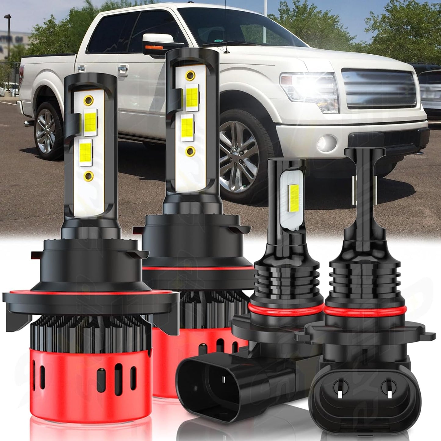 H13/9008 Headlight Bulbs for Ford F150 F250 F350 - 6000K Combo