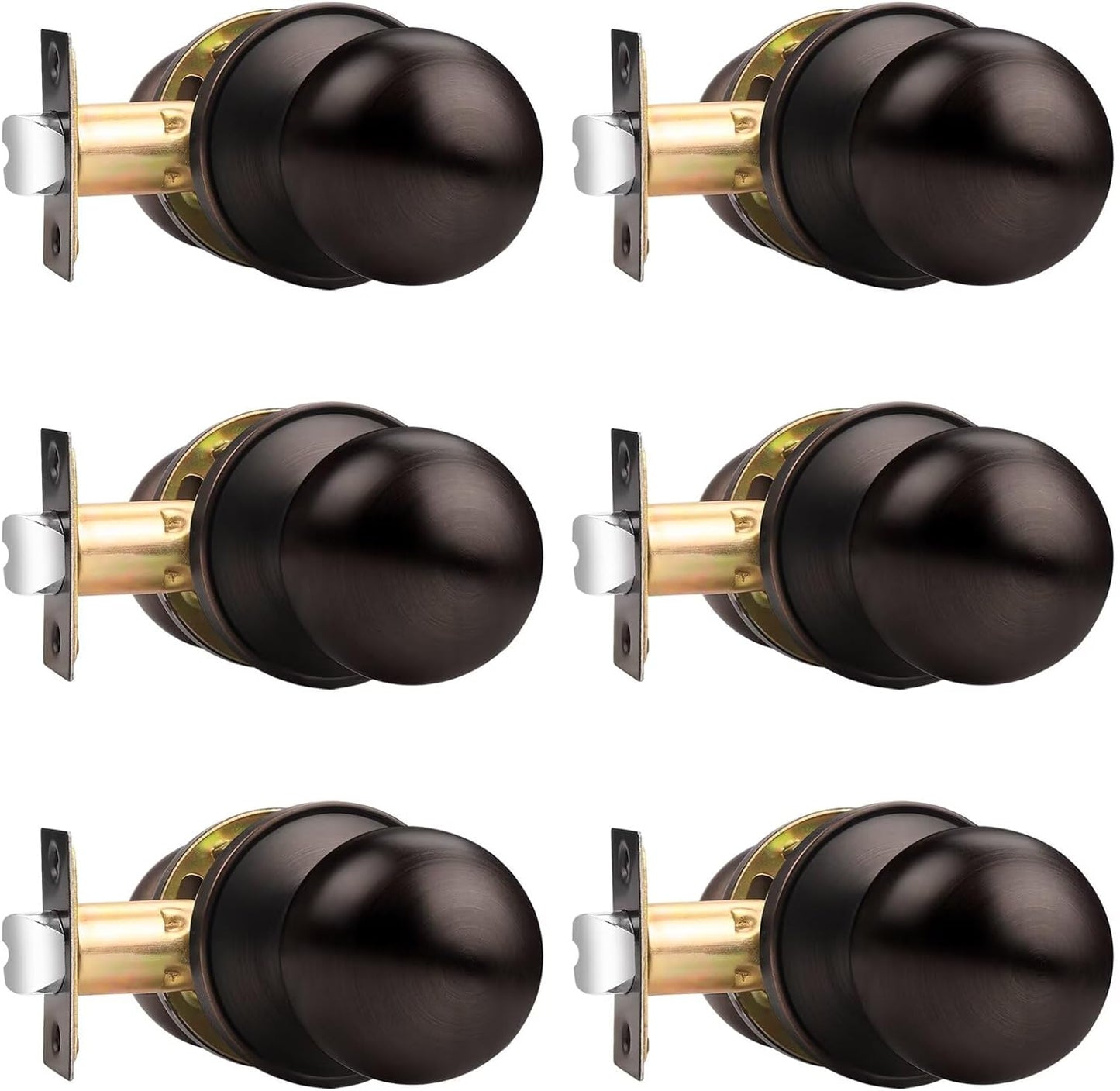 Probrico Round Oil Rubbed Bronze Passage Door Knobs for Interiors