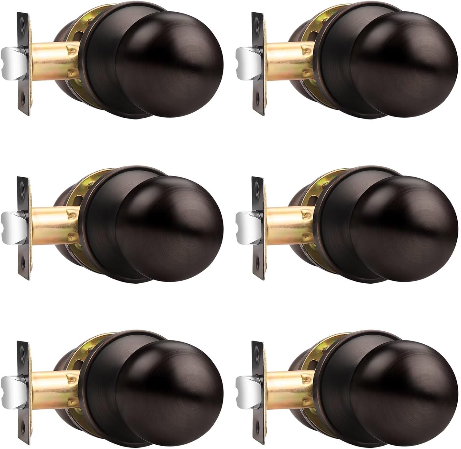Probrico Round Oil Rubbed Bronze Passage Door Knobs for Interiors