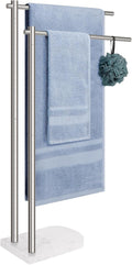 Standing Towel Rack 2-Tier Stainless Steel with Marble Base - Modern