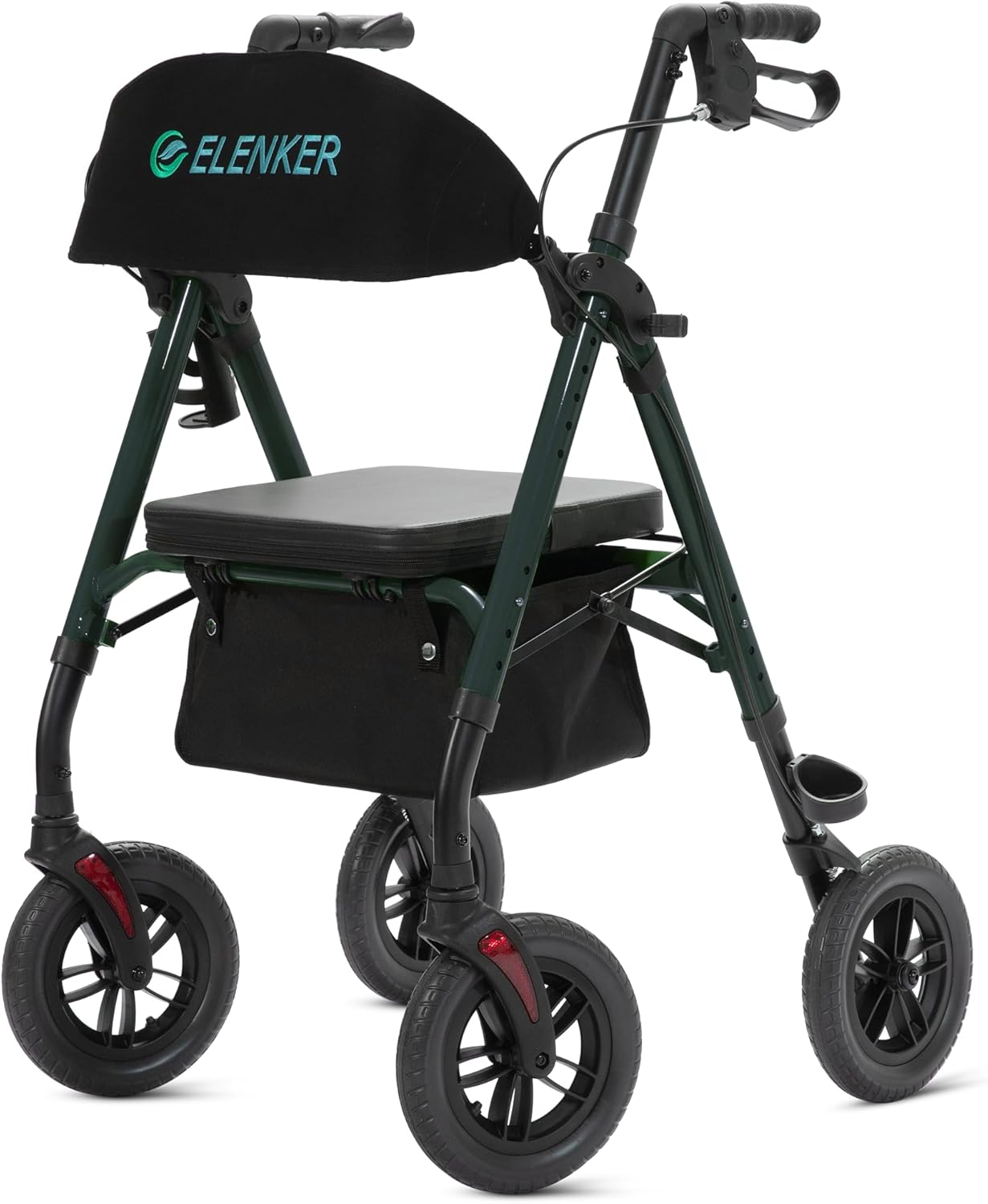 ELENKER All-Terrain Rollator Walker with 10 Non-Pneumatic Wheels