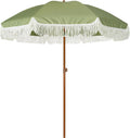 7ft Patio Umbrella with Fringe Tassel Canopy - UPF50+ Shade