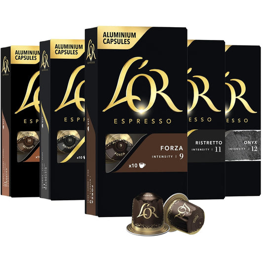 L'OR Espresso Capsules, 50 Ct Intense Variety Pack for L'OR & Nespresso Machines