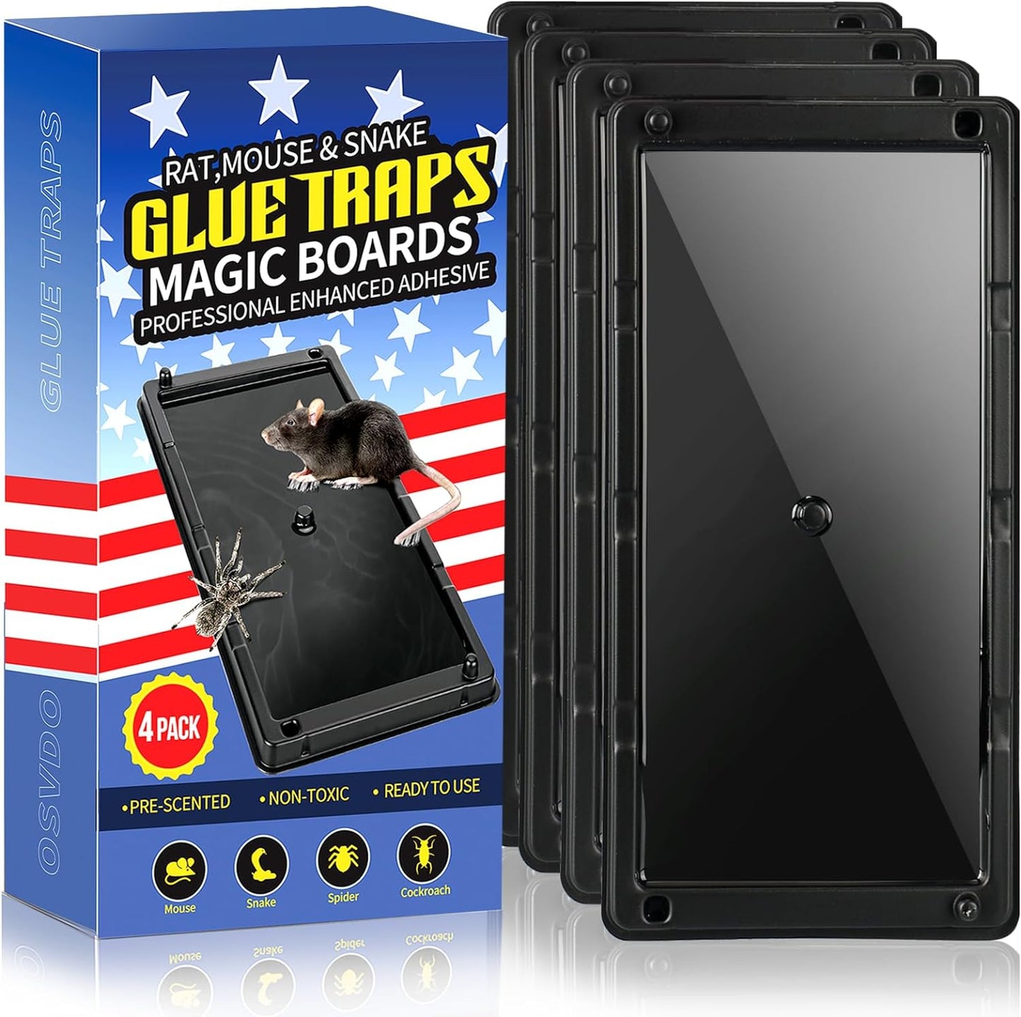 Super Strong Indoor Mouse Traps - Easy Clean - 4 Pack