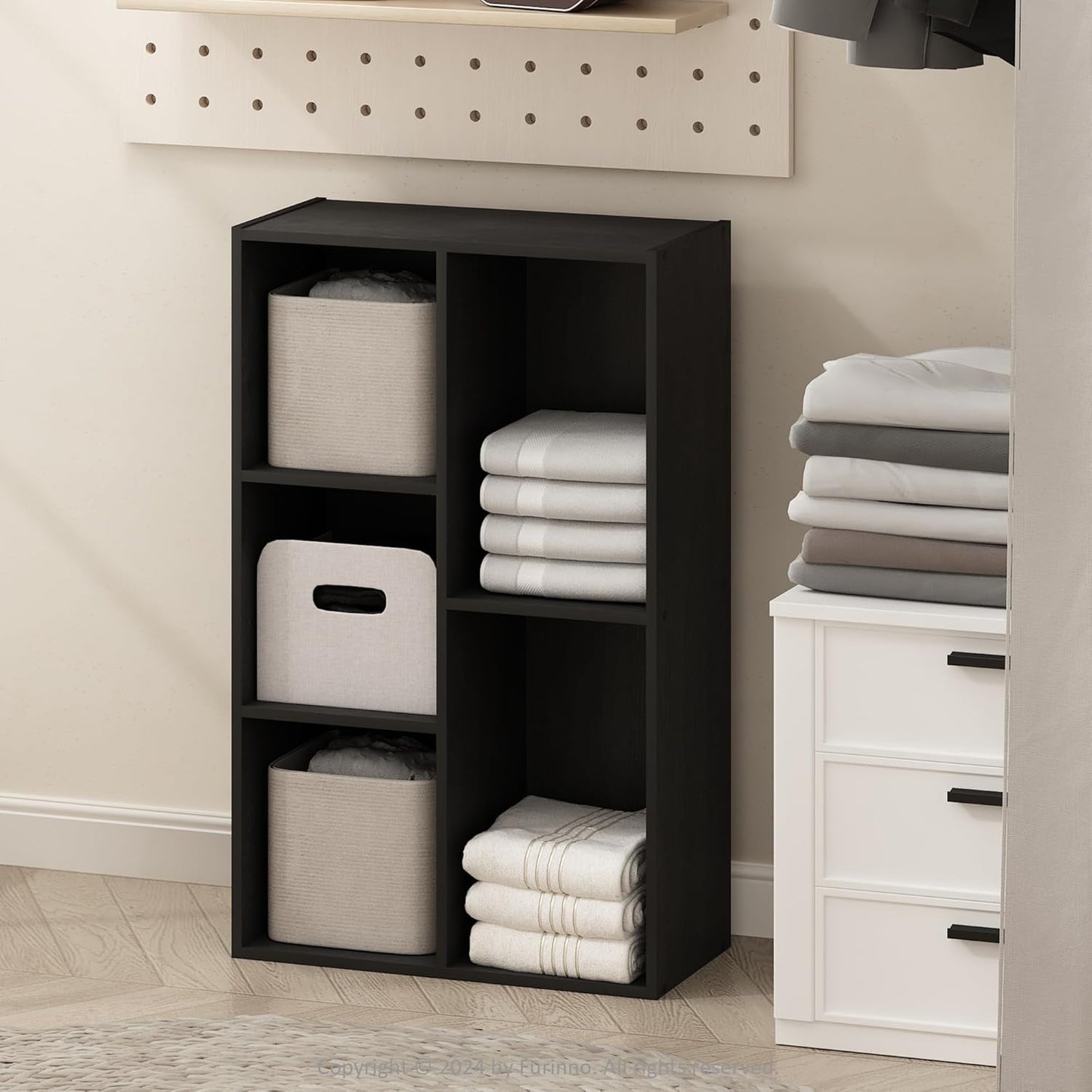 Furinno Reed 5-Cube Open Shelf for Closet & Clothing Storage