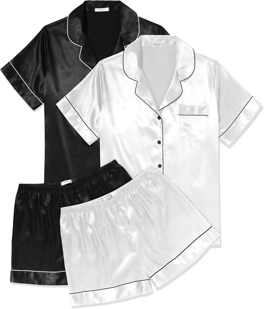 Ekouaer Silk Satin Pajama Sets for Women - Summer Sleepwear