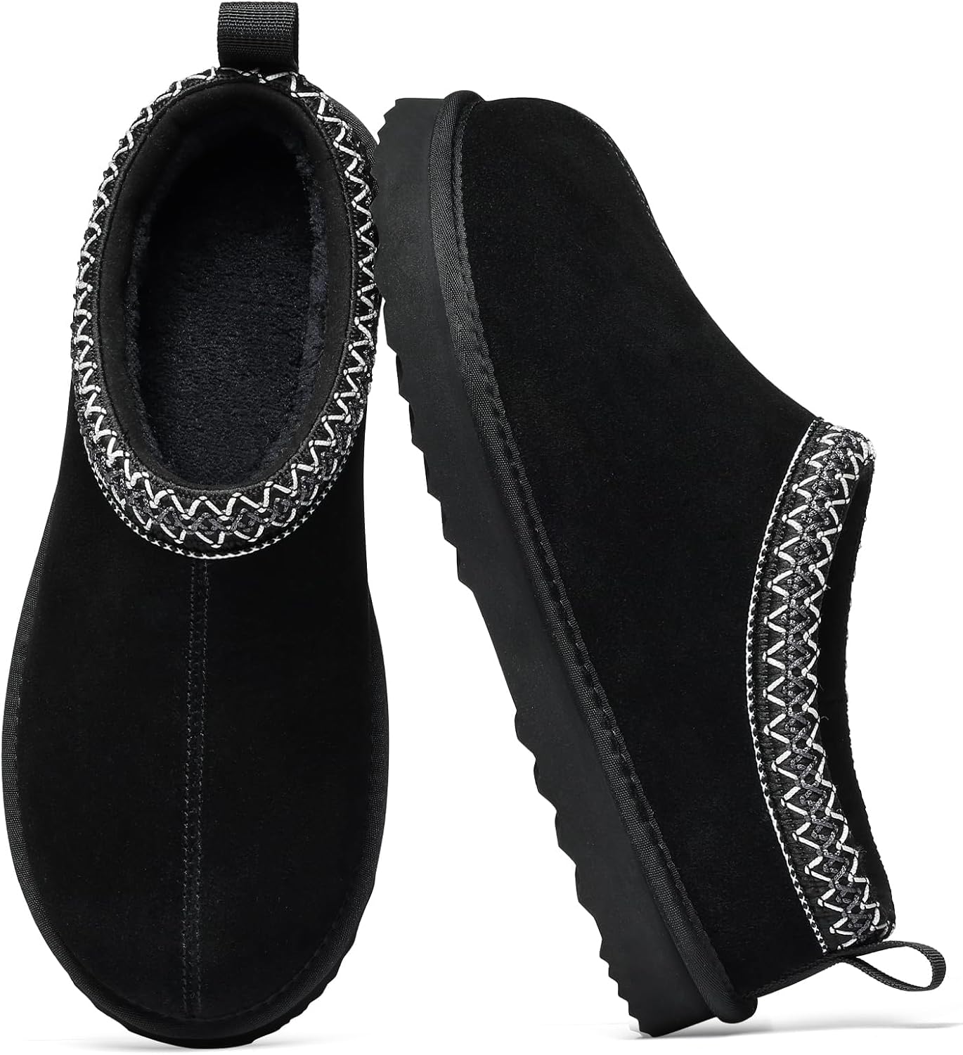 Genuine Suede Fuzzy Slippers for Women - Cozy Winter House Shoes