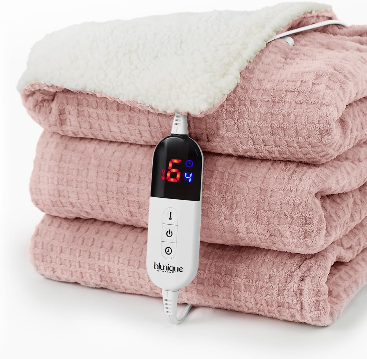 Heated Blanket Electric Throw Waffle - Cozy Comfort in Pink