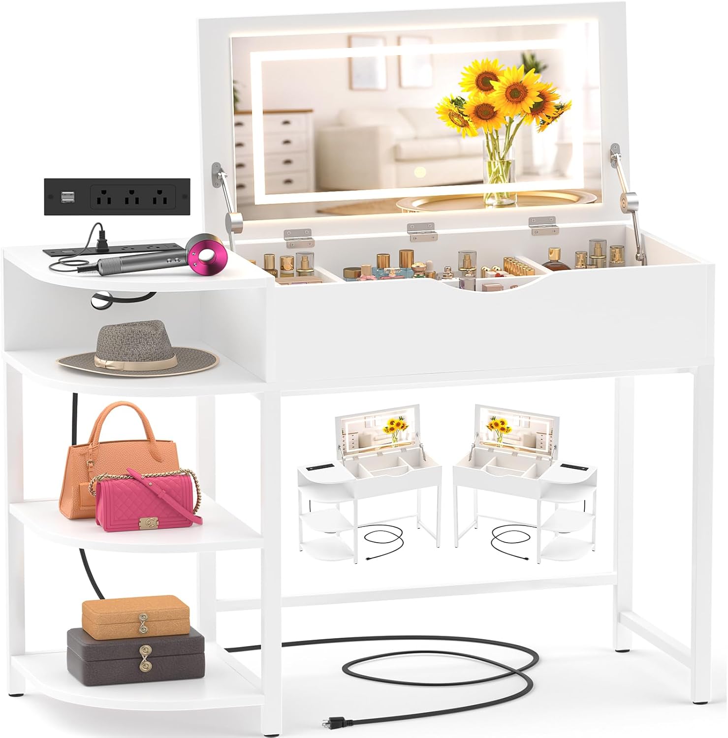 Cyclysio Vanity Desk: Compact & Chic Storage Solution