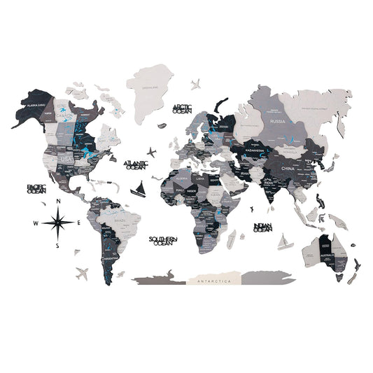 3D World Map Wooden Wall Art for Home Decor and Travel Lovers