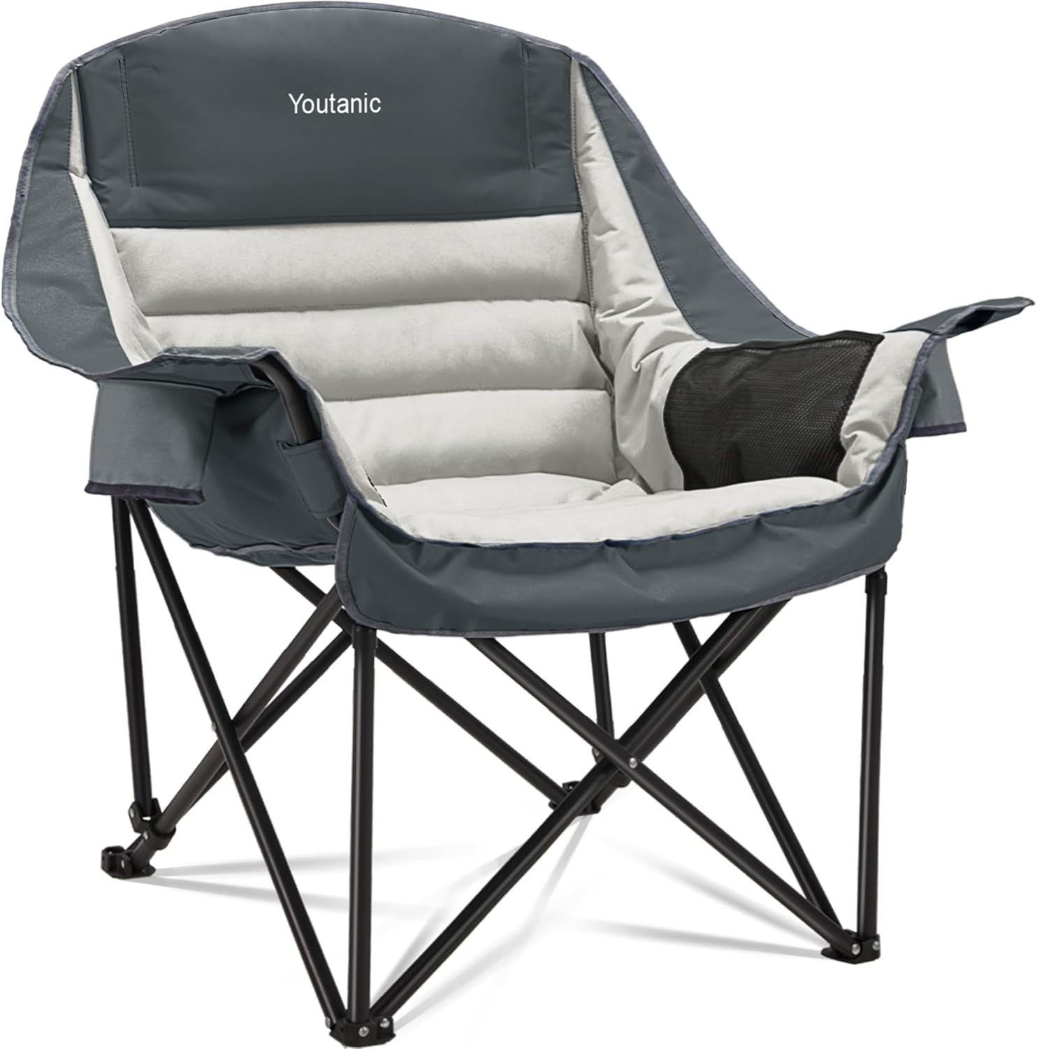 Oversized Camping Chair with Cup Holder and Side Pocket for Comfort