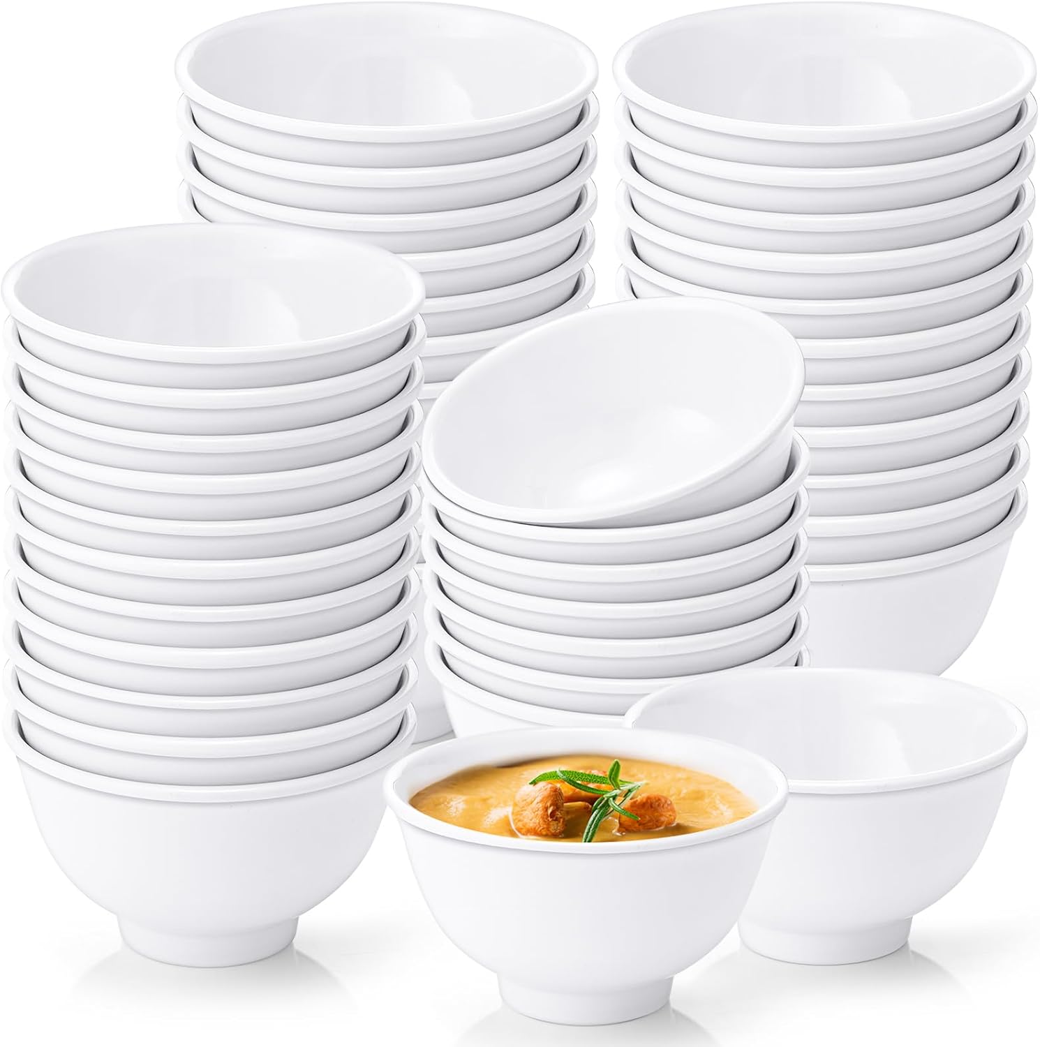 Tioncy 50 Pcs Unbreakable White Bowls Set for All Occasions