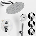 Shower Faucet Set 8IN Brass Rough-In Valve Trim Kit - Rainfall Boost