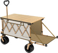 Collapsible Folding Utility Wagon with Table - Max Beige