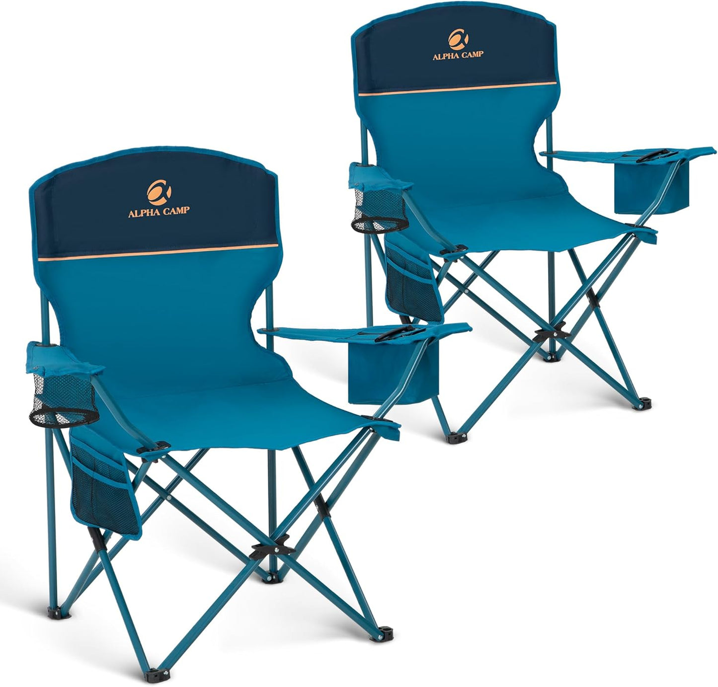 ALPHA CAMP Portable Camping Chair 2 Pack with Cooler and Pocket