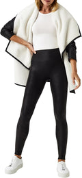 Faux Leather Fleece-Lined Legging for Women - High Waist Tummy Control