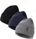 Oversize Beanie Hats XXL Ribbed Knit Cuffed Winter Hat - Warm Skull