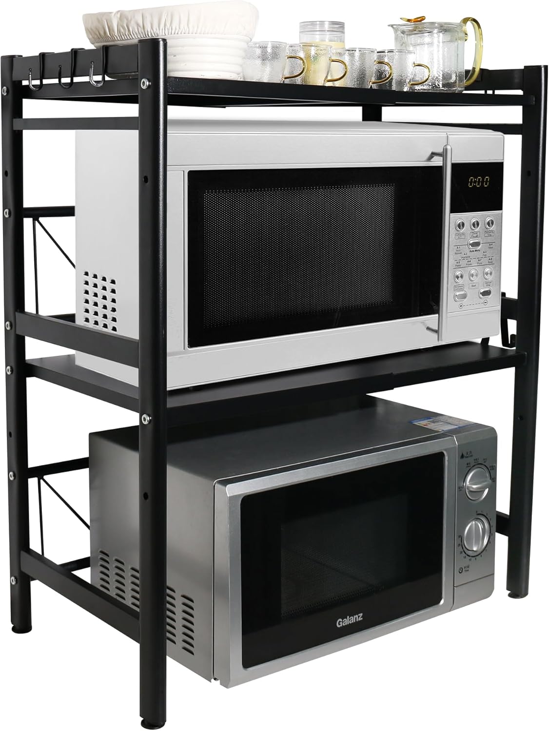 Expandable 3-Tier Microwave Stand - Organize Efficiently!
