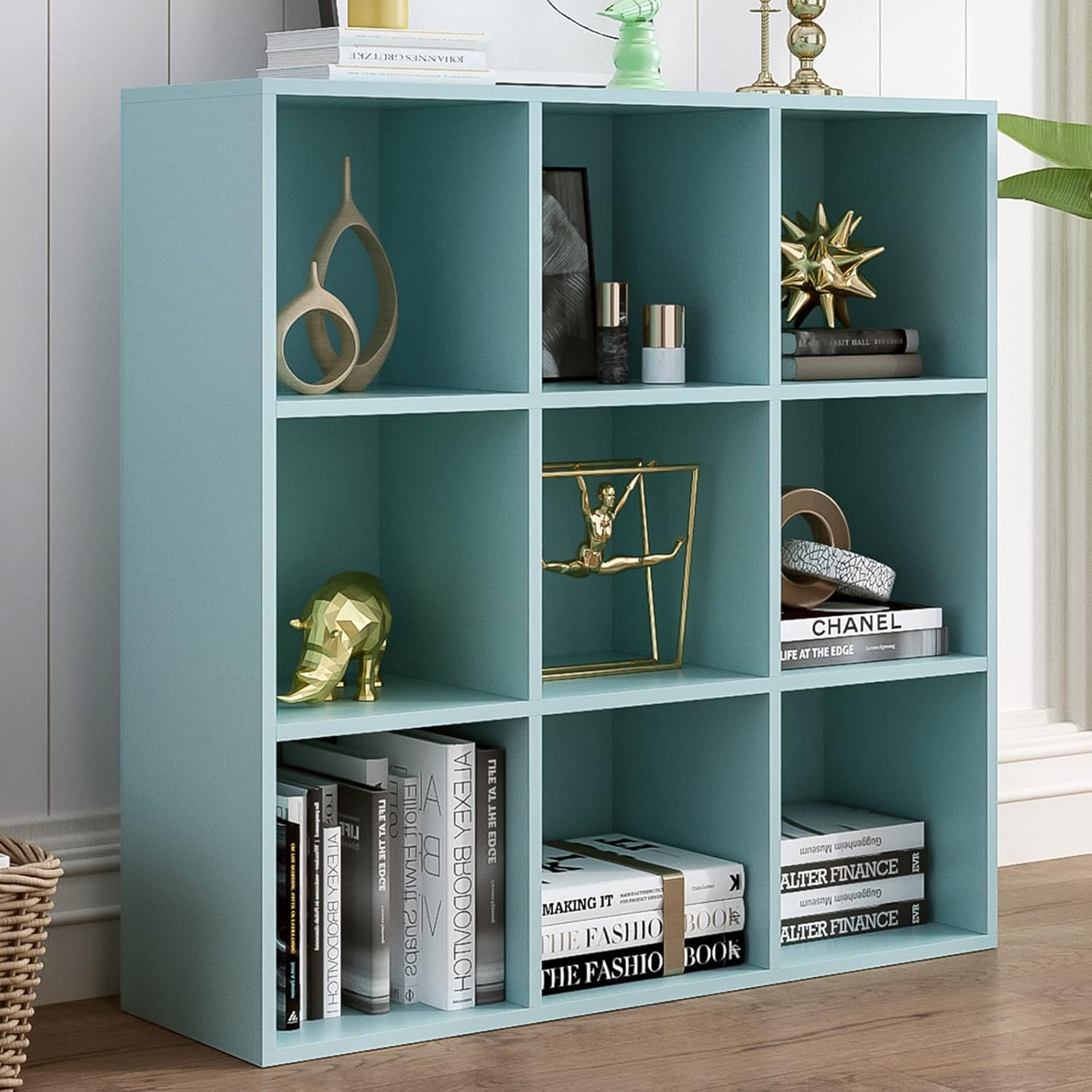 9-Cube Storage Shelf Bookcase - Stylish Wooden Display Unit
