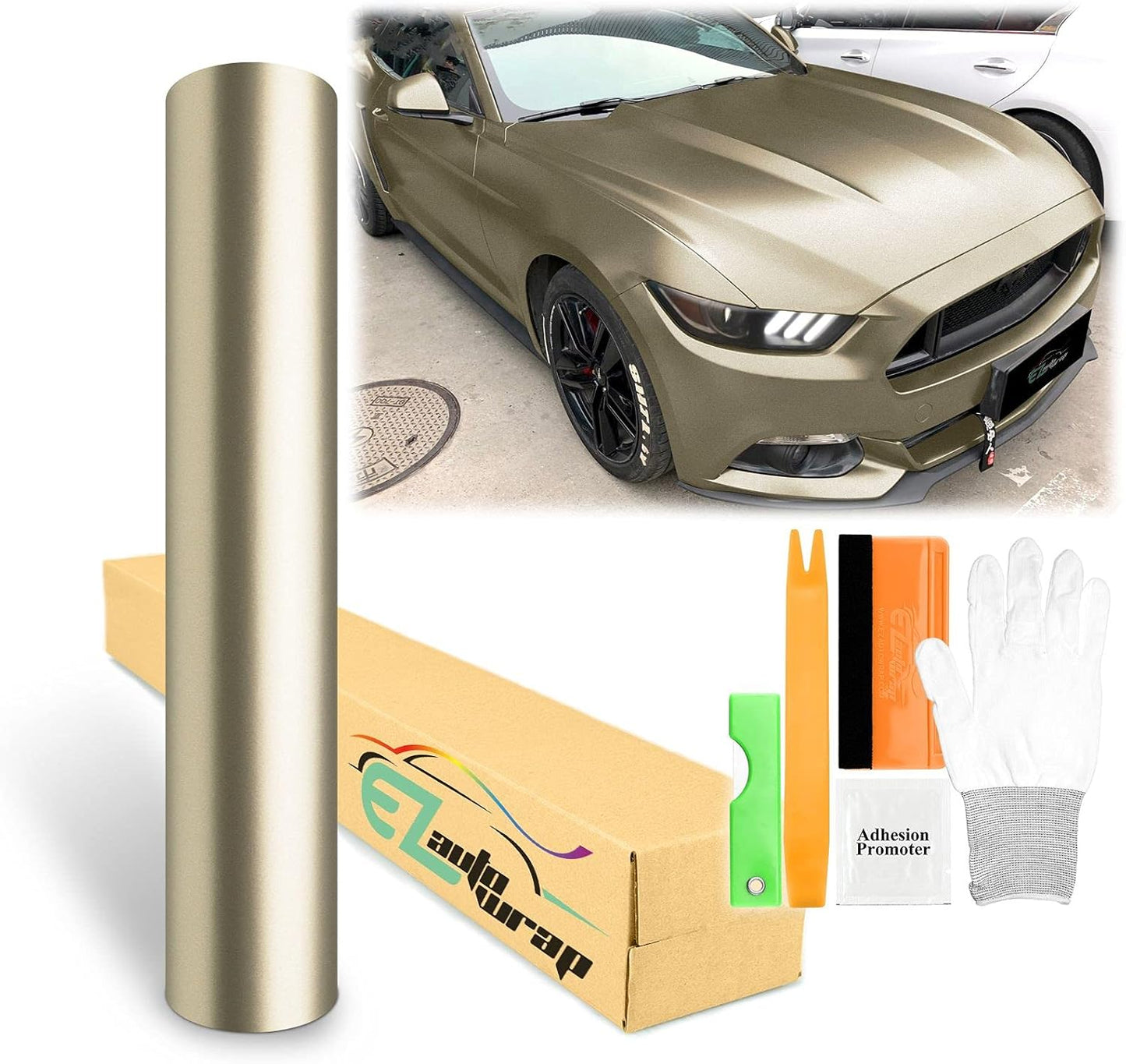 Champagne Gold Matte Metallic Satin Vinyl Wrap for Cars DIY