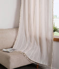 Boho Curtains for Bedroom Living Room 63 in Length - Tassel Striped