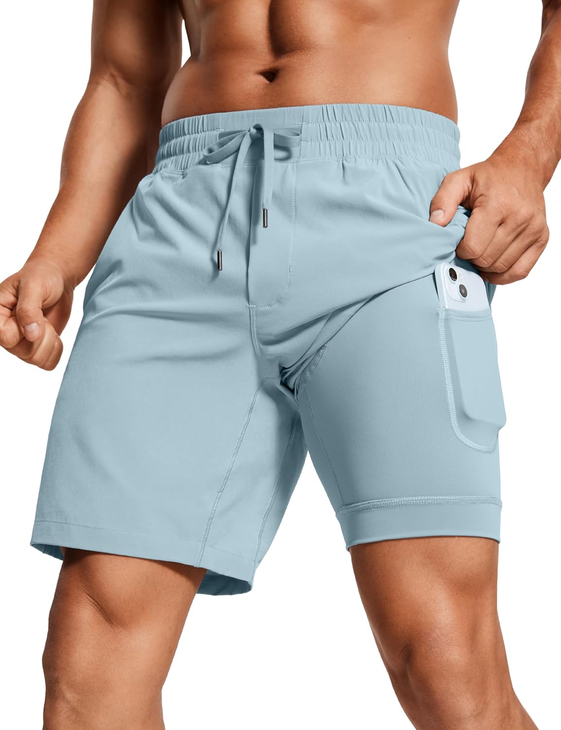 CRZ YOGA Men's 2 in 1 Running Shorts - Quick Dry Workout Gear