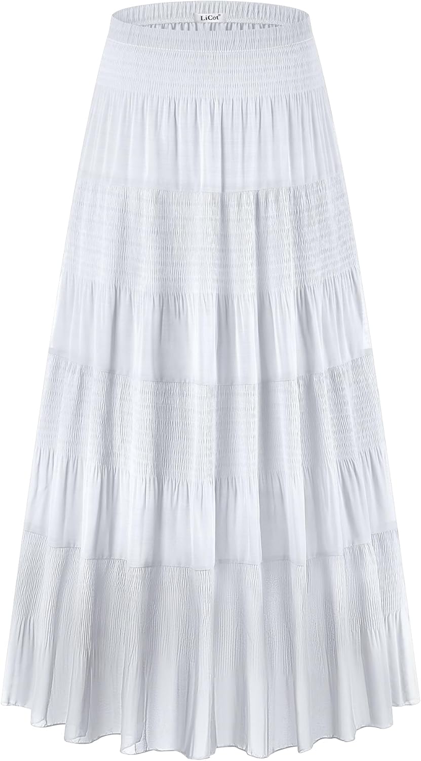 Women's Maxi Skirt with Pockets High Waisted A-Line Design