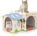 Multi-Level Cardboard Cat House with Scratch Pad - Double Decker Villa