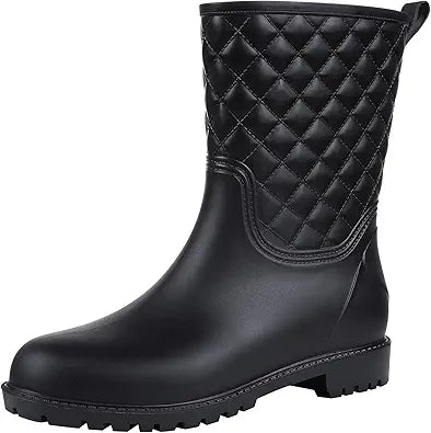 Women's Mid Calf Rain Boots Waterproof Lightweight Garden Shoes