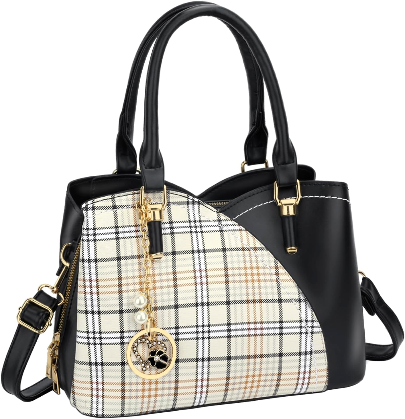 KKXIU Triple Compartments Handbags for Women Fashion Satchel