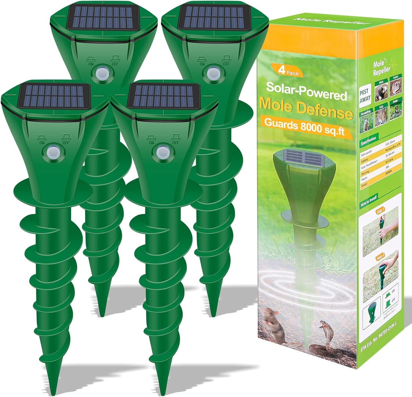 Solar Powered Ultrasonic Mole Repellent for Lawn and Garden