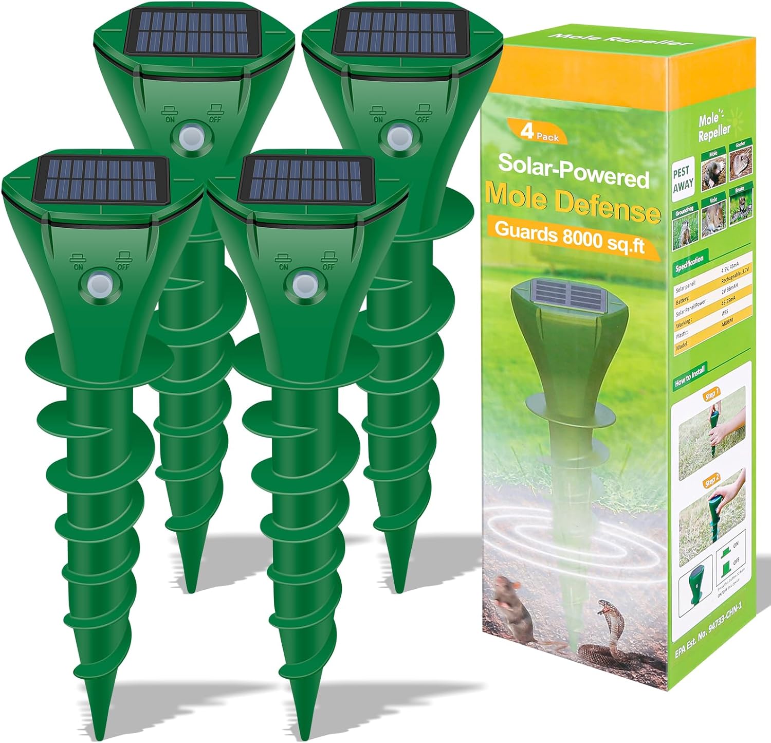 Solar Powered Ultrasonic Mole Repellent for Lawn and Garden