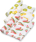 Muslin Swaddle Blanket Baby Girl Fruit Pattern - Soft 47 in Square