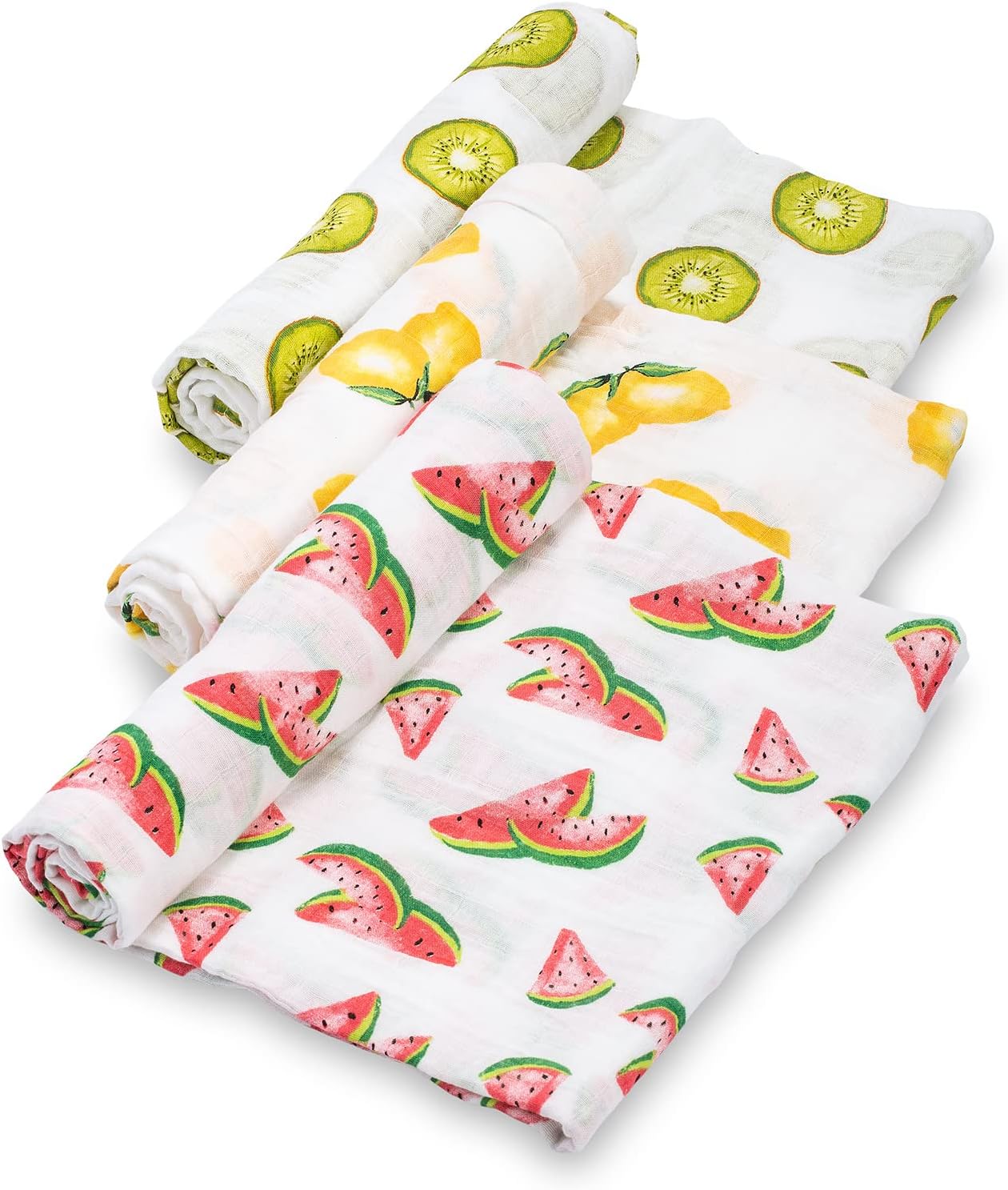 LollyBanks Muslin Swaddle Blanket for Baby Girls - Cute Fruit Design