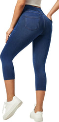 IUGA Jeggings for Women Pull On Capri Jeans - Stretchy High Waist