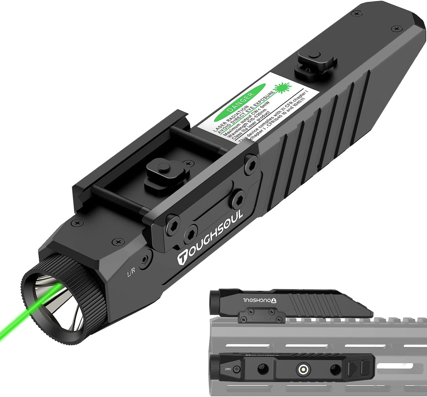 TOUGHSOUL Tactical Flashlight with Green Laser Sight Combo